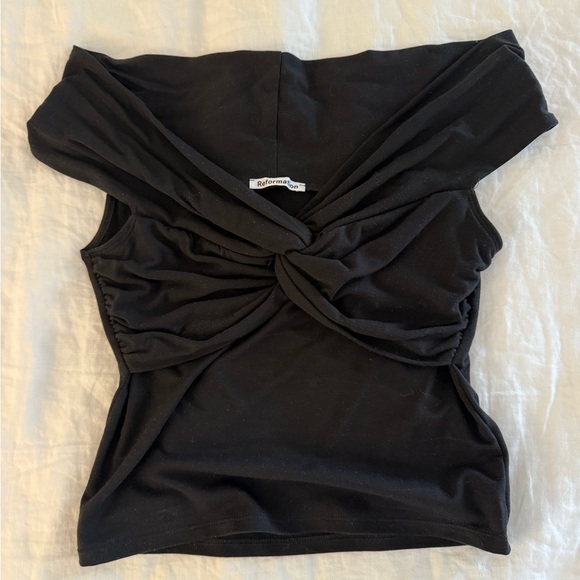 Reformation Tops - Reformation Black Twist Front Top